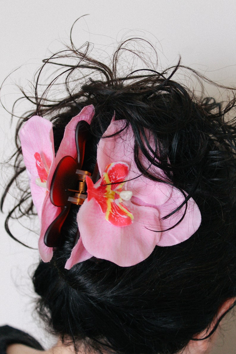 Flower Claw Clip Hair Accessory Orchid Flower Hair Clip Handmade Spring Summer Wedding Holiday image 9