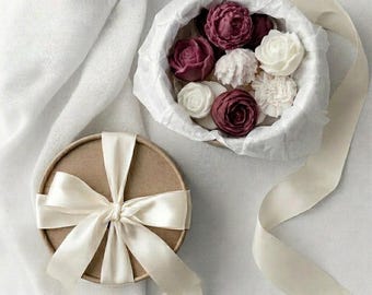 Caja de regalo de ceras aromáticas florales 120g | Ceras aromáticas artesanales | Elige tu aroma | Ceras aromáticas con forma de flor | Regalo de fragancia para el hogar | Pastilla de cera