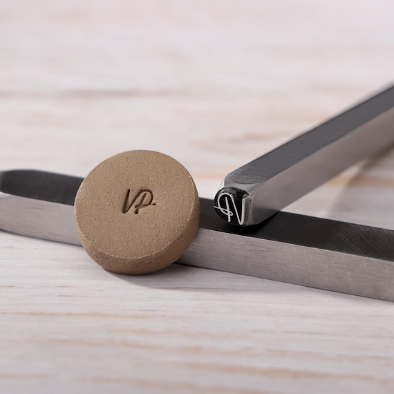 Monogram Pottery Stamp: Metal Clay Signature Stamp, Polymer Ceramic Maker's Mark Tool