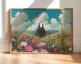 Studio Ghibli Poster, No Face Digital Art Print, Spirited Away Inspired Artwork, Printable Wall Art, Hayao Miyazaki Fan Gift