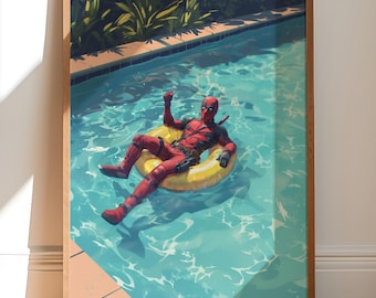 Deadpool Poster, X-Men Comic Art, Superhero Wall Decor, Marvel Digital Print, Geek Pop Culture Bedroom Decor