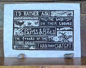 I'd Rather Ask [nature] than Chat GPT | Linocut Print on Eco-friendly Paper
