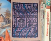 How to Survive Capitalism | Lino Print on Hand-painted Watercolour Recycled Card