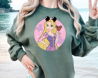 Retro Rapunzel Tangled Sweatshirt, Floral Rapunzel Sweater, WDW Disney Princess Crewneck, Disney Rapunzel Sweatshirt, Tangled Lanterns Sweat