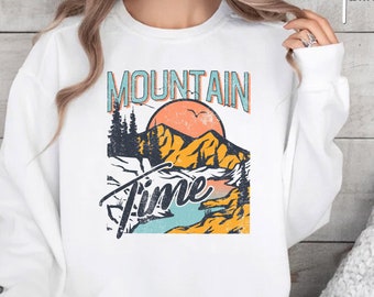 Mountain Time Sweatshirt, Aesthetic Nature Sweatshirt, Camping Mountain Crewneck, Outdoors Sweater, Nature Lover Landscape Hiking Apparel