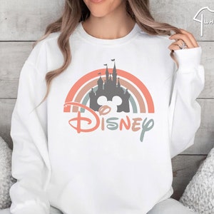 Disney Rainbow Castle Sweatshirt, Disney Vintage Sweater, Disney Family Crewneck, Disney Castle Sweatshirt, Disneyworld Matching Sweatshirt