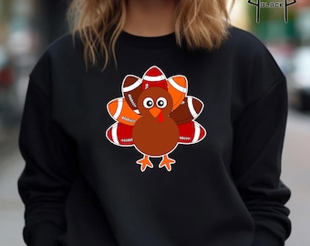 Sweat-shirt dinde d'action de grâces, col rond automne vibes, pull dinde d'automne, sweat-shirts famille Thanksgiving, sweat-shirt de football de Thanksgiving