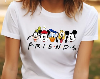 Camiseta de amigos de Disney, camiseta de amigos de Mickey, personajes de Disney, Mickey Mouse, Minnie Mouse, Daisy Duck, camiseta de Mickey y sus amigos