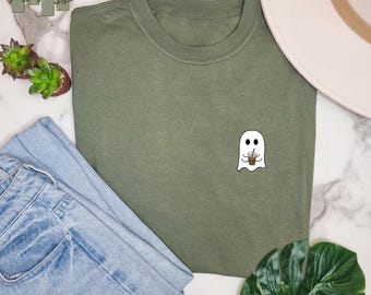 Halloween Ghost Shirt, Cute Spooky Coffee Tee, Ghost Iced Coffee Shirt, Spooky Season Shirt, Ghost Coffee Shirt, Womens Halloween Shirt
