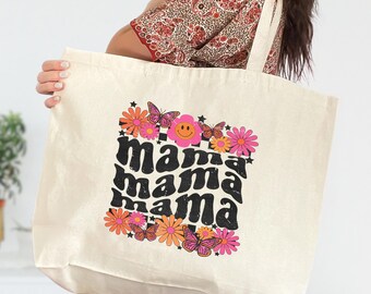 Floral Mama Tote Bag, Mama Tote, Varsity Mama Bag, Mothers Day