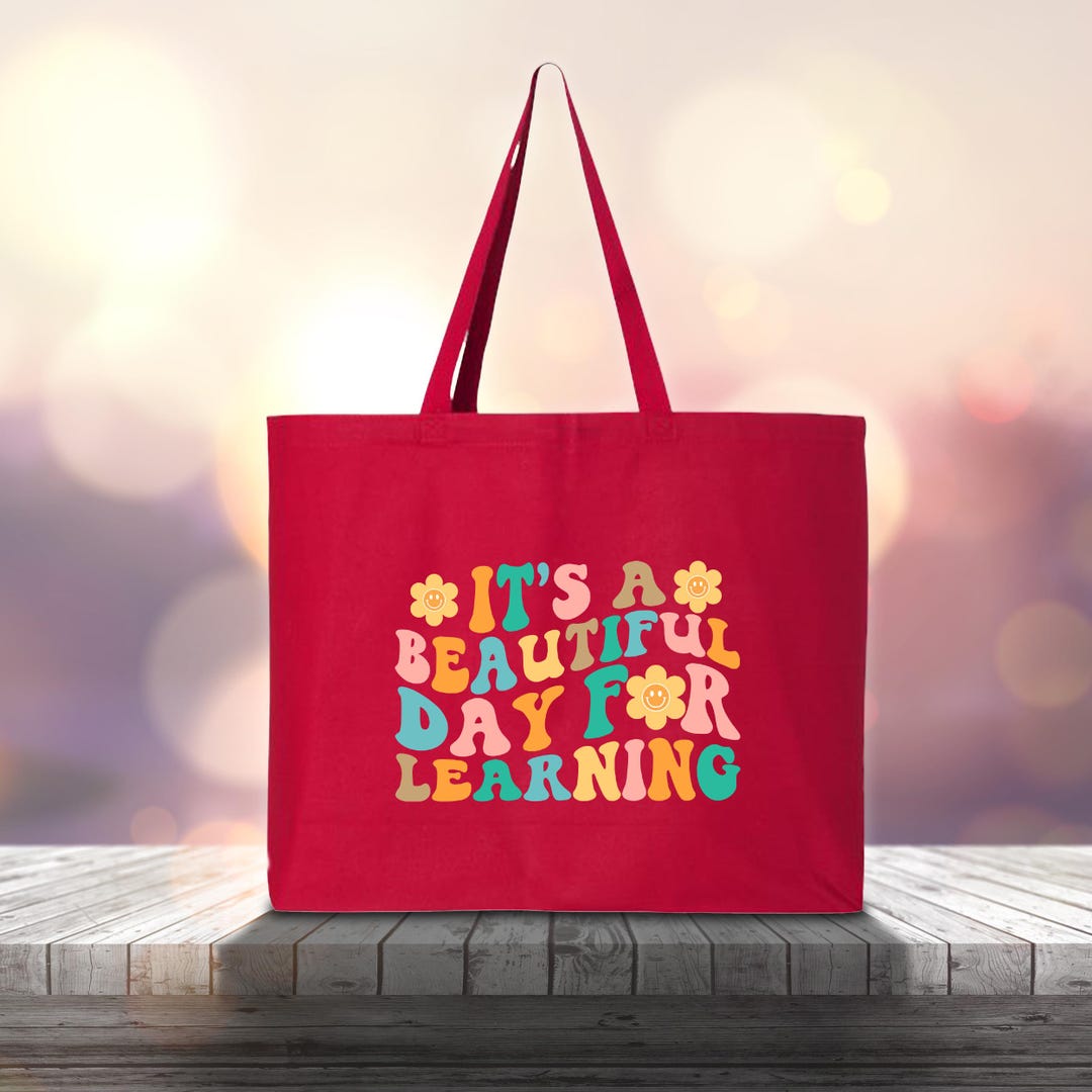 Retro Teacher Tote Bag, It's A Beautiful Day for Learning Tote, Gift ...