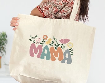 Floral Mama Tote Bag, Mama Tote, Varsity Mama Bag, Mothers Day