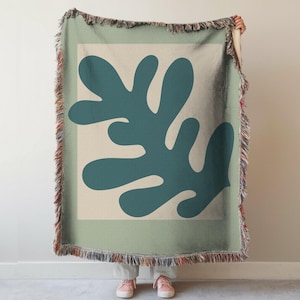 Matisse Blanket, Matisse Leaf Throw Blanket, Colorful Picnic Blanket, Leisure Blanket, Inspired Matisse Print Blanket, Floral Tapestry