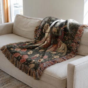 Medieval Tapestry: Dark Academia Fantasy Knight Woven Blanket, Gothic