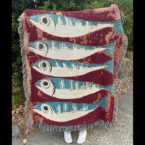 sardines woven blanket