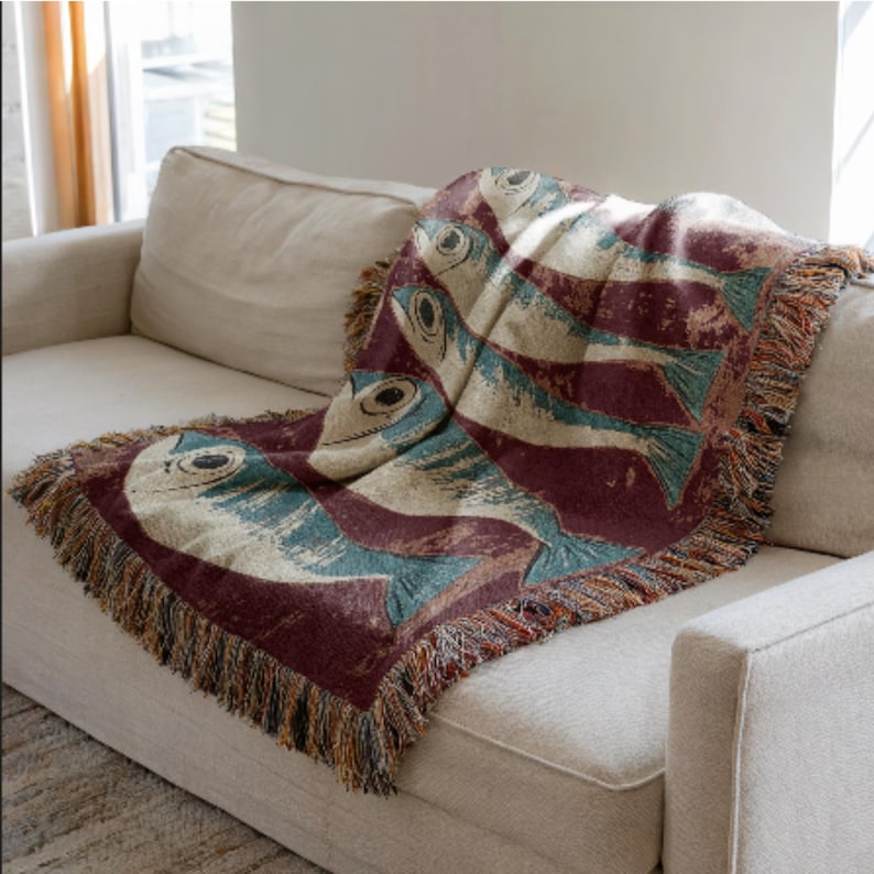 sardines woven blanket