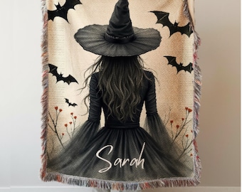 Woven Witchcore Blanket: Personalized Whimsigothic Cotton Decor Throw