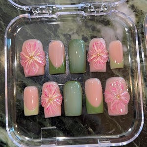 Sophia’s Blüte/ Press on nails/ Handgemachte nägel auf nägel/ Gel nägel/ qualität aufbügeln/ urlaub nägel/ 3d nägel/ blumen nägel/ sommer nägel