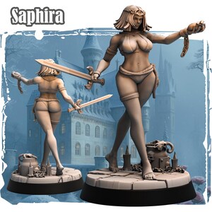 BLOOD WARRIOR SAPHIRA miniature wargame, roleplaying game, 3D printing, dnd, fantasy, amazing adventures