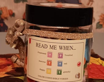 Bible Verse Jar, 30 Day Color Coded Verses