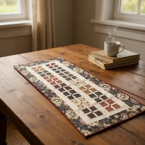 FALL TABLE RUNNER Reversible Quilted Patchwork with finished Edges, 45&quot;l x 22&quot;w - Handmade, Stylish Home Decor.