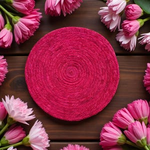 Salvamanteles redondo con diseño de flor de frambuesa de 19 cm (7,5") - Forrado en tela, resistente al calor, elegante decoración de cocina, ideal para platos y ollas calientes, o como base para velas o jarrones.