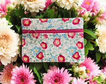 Kleine gefütterte kleine Make-up-Tasche mit Blumen-Print (7.5 x 5.5)