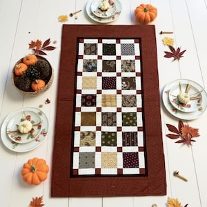 TABLE RUNNER Reversible Quilted Patchwork with finished Edges, 37&quot;l x 21&quot;w - Handmade, Stylish Home Decor.