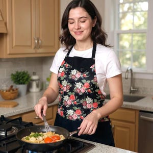Reversible Adult Apron, Floral Print, Adjustable with Pockets