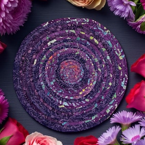 Salvamanteles redondo de tela Amethyst Confeti de 19 cm (7,5 pulgadas), resistente al calor, elegante decoración de cocina, perfecto para platos y ollas calientes, base para velas o jarrones.