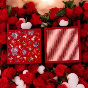 VALENTINE POTHOLDERS Quilted 8x8 ", Gefüttert, 2er-Set, Schlaufenhalter