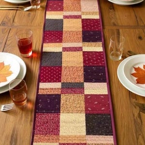 TIDLIG THREADS Quiltad bordslöpare – Vändbart handgjort lapptäcke, 112x33 cm, klassisk stugdekoration