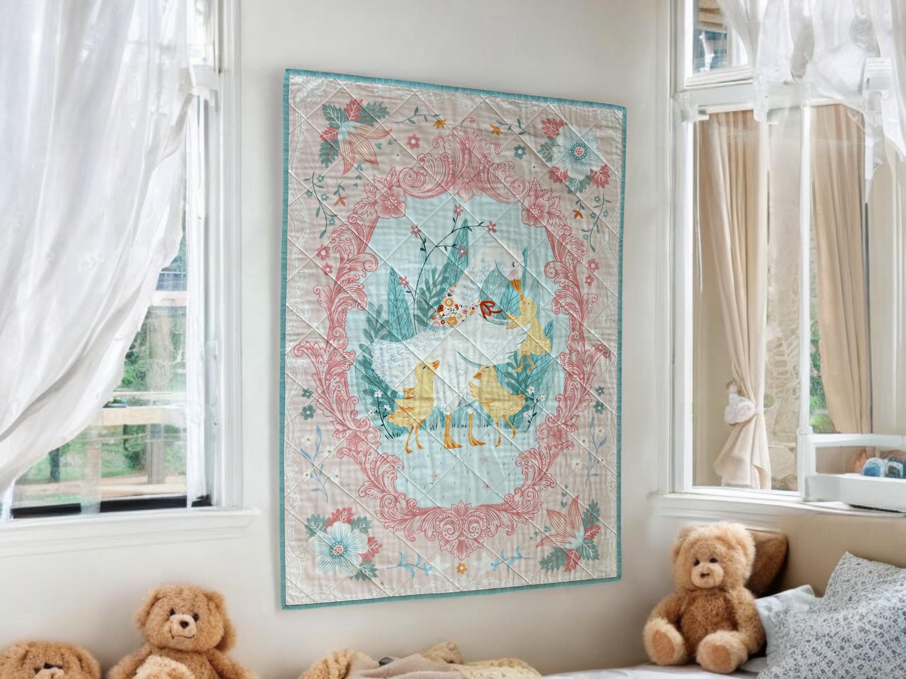 DUCKLING Baby Quilt, Reversible Pastel Nursery Decor - Etsy 日本