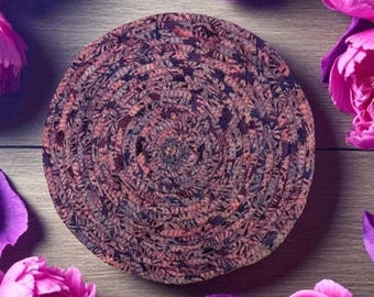 RUSTIC ROSE TRIVET 7.5" Round - Fabric Wrapped, Heat-Resistant, Stylish Kitchen Decor, Perfect for Hot Dishes and Pots, Candle/Vase Base