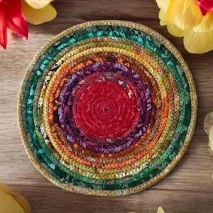 SPRING TRIVET 7.5&quot; Round  Fabric Wrapped Heat-Resistant Stylish Kitchen Decor Perfect for Hot Dishes and Pots  Mousepad