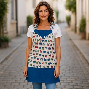 Reversible Adult Apron, Adjustable Neck, Extra Long Ties