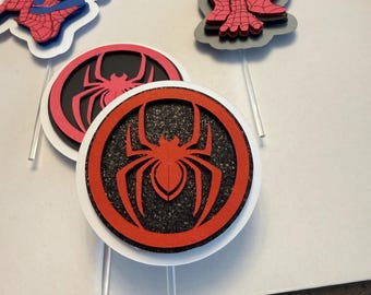 BUNDLE 3D Personalized Spidey/Spiderman Cake Topper + 12 cupcake toppers