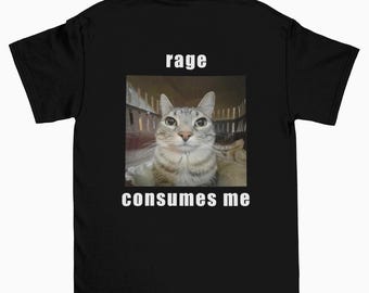 Rage Consumes Me Cat Meme Shirt, rage is consuming me cat tshirt, funny cat shirts, cat staring meme, rage consumes me frog pond