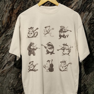Funny Animal Musicians Shirt Cowboy Animals Meme Shirt, Silly animal shirt retro graphic tee womens, funny vintage tee for men meme tee