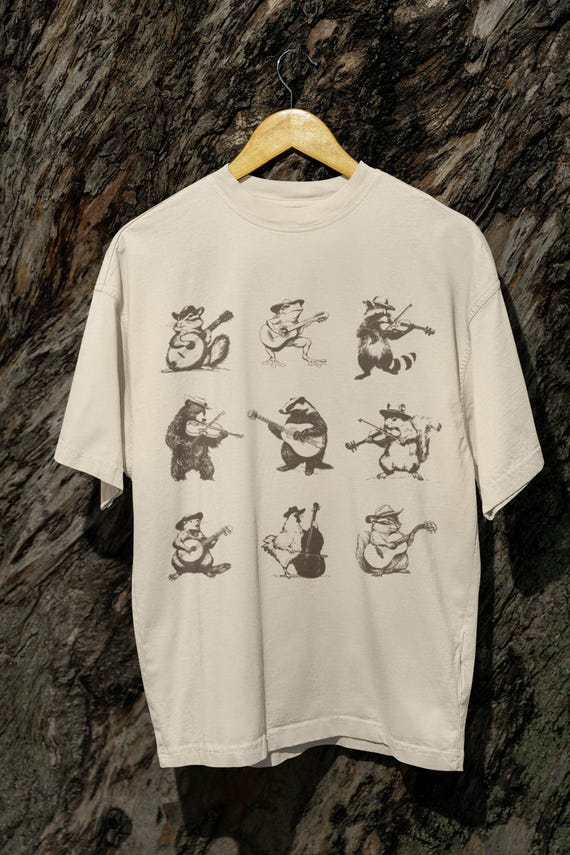 Funny Animal Musicians Shirt Cowboy Animals Meme Shirt, Silly animal shirt retro graphic tee womens, funny vintage tee for men meme tee