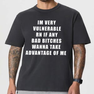 Soy muy vulnerable ahora mismo si alguna perra mala quiere aprovecharse de mí, camiseta Meme, camiseta con cita divertida y refranes del año 2000, camisetas divertidas para hombres