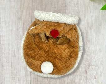 Reindeer Fleece Dog Cape Poncho Costume | Dog Hoodie | Cute Pet Clothes | Pet Shirt Tops | Cat | Gift | Christmas | Halloween | Holiday