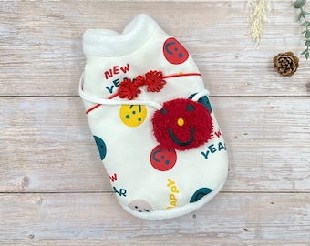 Happy New Year Dog Jacket | Cute Pet Clothes | Dog Clothing | Dog Sweater | Dog Tops | Pet Shirt | Puppy Cat