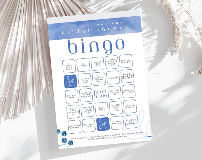 Something Blue Bridal Shower Mingle Bingo Digital Download Fun