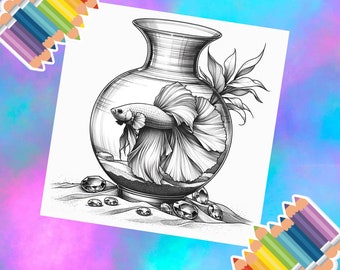 Eaux tranquilles : série à colorier Oasis de poissons Betta