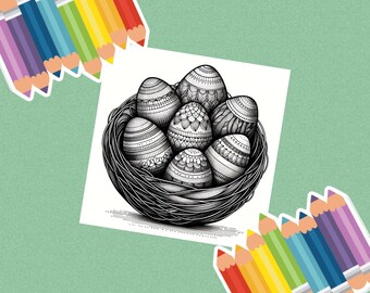 Enchantement de Pâques : collection de coloriages de nids fantaisistes et d'oeufs à motifs