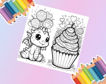 Fête d'anniversaire de bébé dragon : une aventure de coloriage
