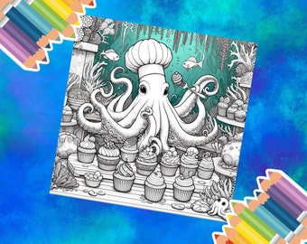 Poulpes et cupcakes : un voyage de coloriage sous-marin fantaisiste
