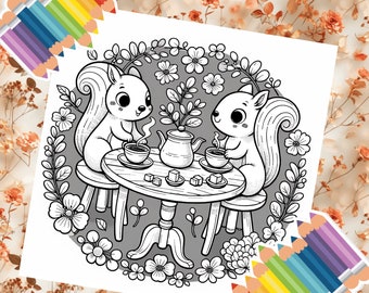 Café en fleurs des écureuils