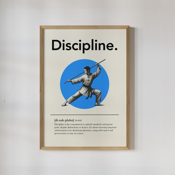 Discipline Definition Motivational Poster Print Home Office Gym Wall Art Inspirational Classroom Decor Entrepreneur Student Artwork Gift